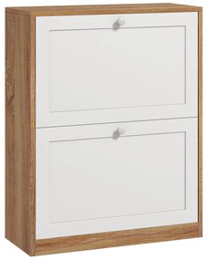 HOMCOM Sapateira Estreita com 2 Portas Sapateira de Entrada com Prateleiras Ajustáveis para 12 Pares de Sapatos para Corredor Espaços Reduzidos 60x24,5x75,5 cm Mdeira e Branco