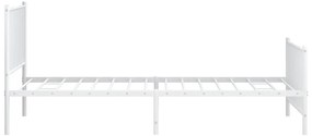 Estrutura de cama com cabeceira e pés 107x203 cm metal branco