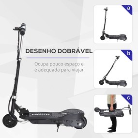 Trotinete Elétrica para Crianças + 7 Anos trotinete Dobrável com Altura Ajustável 24V Bateria Recarregável Velocidade até 12 km/h e Carga 50 kg 74x36x