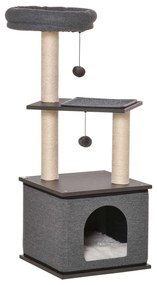 PawHut Árvore para Gatos com Caverna de Feltro Desmontável Postes Arranhadores de Sisal Natural Cama Superior Almofadas Removíveis