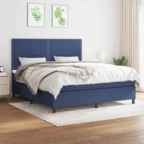 vidaXL Cama com molas/colchão 160x200 cm tecido azul