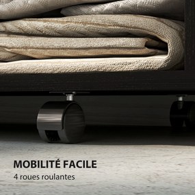 Armário guarda-roupa móvel com 4 rodas, varão para roupa e prateleiras abertas, 80 x 40 x 128 cm, preto