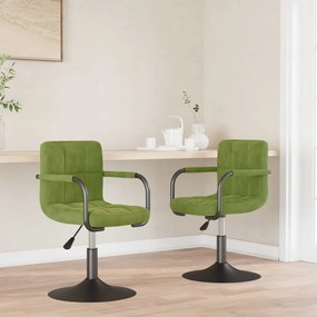 Cadeiras de jantar giratorias 2 pcs veludo verde-claro