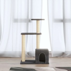 vidaXL Árvore p/ gatos c/ postes arranhadores sisal 71 cm cinza-escuro