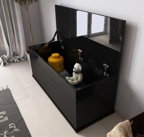 Baú / Arca de Armazenamento NORTE - 100x40x40 cm - Preto Brilhante - D