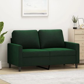 vidaXL Sofá de 2 lugares 120 cm veludo verde-escuro