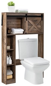 Armário de Casa de banho arrumação sobre a sanita Organizador de casa de banho independente com prateleiras de porta 84 x 17 x 128 cm Castanho
