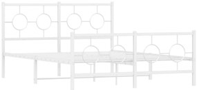 Estrutura de cama com cabeceira e pés 140x200 cm metal branco