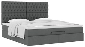 Estrutura de cama otomana com colchão tecido cinzento escuro