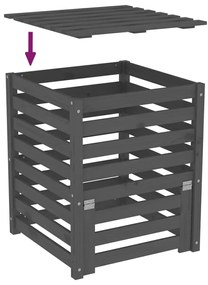 Caixote de compostagem 63,5x63,5x77,5cm pinho maciço cinzento