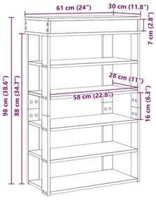 Sapateira 60x30x98 cm derivados de madeira cinzento sonoma