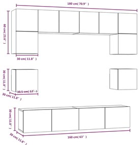 Conjunto móveis de TV 8 pcs madeira processada carvalho sonoma