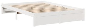 Cama com estante sem colchão 140x190 cm pinho maciço branco