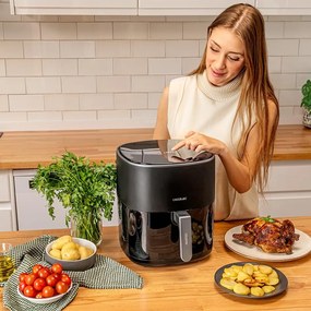 Fritadeira de ar sem óleo de 6'5 l, Cecofry Fantastik 6500. 1700 W, Tecnologia PerfectCook, 12 modos de cozinha, tátil, 80 a 200 °C, Preta
