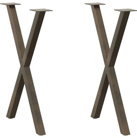 vidaXL Pés para mesa de jantar em formato de X, 2 peças, aço natural, 50x(72-73) cm, aço