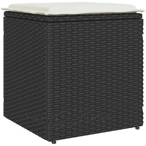 Bancos de jardim com almofadas 2 unid 40x40x43 cm vime PE preto