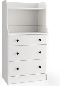 Cómoda Bianca com 3 Gavetas e Estantes Abertas – Modelo Bianca | 58x36