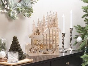 Decoração de Natal em madeira clara com LED em forma de trenó IMPALA Beliani