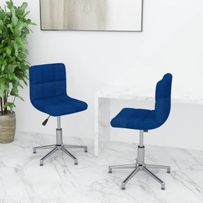 vidaXL Cadeiras de jantar giratórias 2 pcs tecido azul