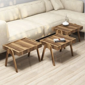 Conjunto de Mesas Roma – Nogueira – 53,6 cm x 64 cm x 40 cm (3 Peças)