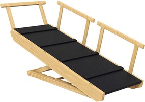 PawHut Rampa para cães, altura ajustável, dobrável, com corrimão, para cães até 40 kg, estrutura em madeira, 85 x 40 x 61 cm, Preto | Aosom Portugal