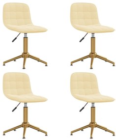 vidaXL Cadeiras de jantar giratórias 4 pcs veludo cor creme