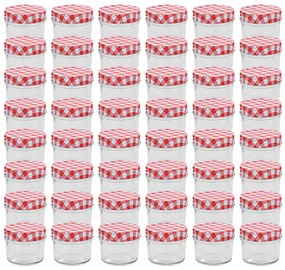 50790 vidaXL Frascos de vidro com tampas brancas e vermelhas 48 pcs 110 ml