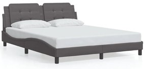 Estrutura de cama c/ luzes LED 160x200cm couro artificial cinza