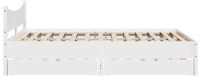Estrutura de cama com gavetas 140x190 cm pinho maciço branco