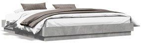 Estrutura de cama com luzes LED 180x200 cm cinzento cimento