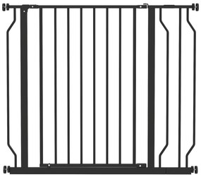 PawHut Barreira de Segurança para Cães Extensível para Escadas e Portas 75-95 cm com 1 Extensão e 10 cm Altura 76 cm Preto