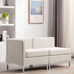 vidaXL 2 pcs conjunto de sofás tecido cor creme