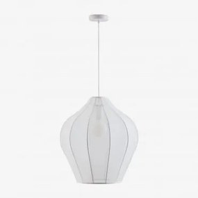Candeeiro De Teto Belisa Em Metal E Tecido Branco & Ø60 Cm - Sklum