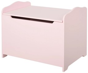 HOMCOM Caixa de armazenamento infatil com tampa tipo baú para crianças acima de 3 anos para livros roupa brinquedos 60x40x48cm Rosa