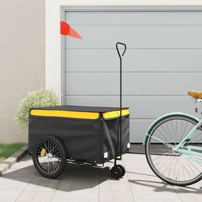 vidaXL Reboque para bicicleta 45 kg ferro preto e amarelo