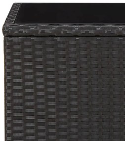 Mesa de centro c/ tampo de vidro vime PE/vidro temperado preto