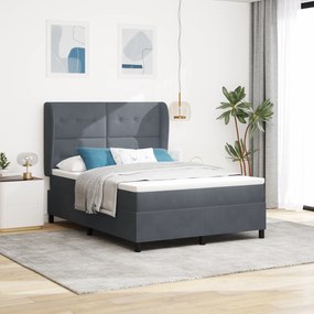 Cama Box com Colchão vidaXL Cinza Escuro 160x200 cm Veludo