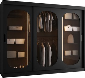 Roupeiro Hartford 522, Preto, 200x250x62cm, 221 kg, Portas para roupeiro: Deslizante, Número de prateleiras: 5, Número de prateleiras: 5