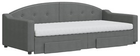 Sofá-cama c/ gavetão e gavetas 90x200 cm tecido cinzento-escuro