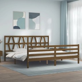 vidaXL Estrutura cama c/ cabeceira 200x200cm maciço castanho-mel