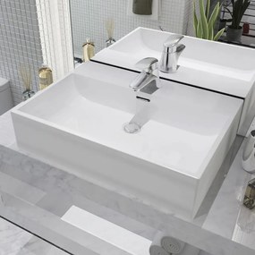 Lavatório + abertura torneira branco cerâmica 60,5x42,5x14,5cm