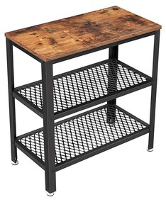 Mesa lateral estreita com prateleiras de malha para hall. | VASAGLE | 60 x 30 x 60 cm | antique|preto | LET33BX.