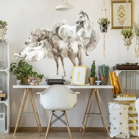 Autocolante de parede para adolescentes - Cavalos em tons terra