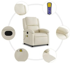 Poltrona de massagens reclinável couro artificial cor creme