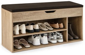Banco para sapatos sapateira sapateira com almofada de assento madeira 104 x 48 x 30 cm branco/branco natural
