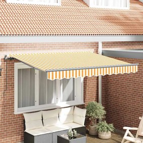 vidaXL Toldo Retrátil Manual Amarelo e Branco 300 x 200 cm