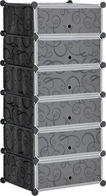 Móvel modular 49 x 36,5 x 108 cm para arrumação de sapatos com 6 cubos retangulares empilháveis - preto