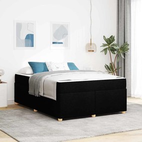 vidaXL Estrutura de cama com colchão Outros Preto 140 x 200 cm tecido