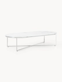 Mesa de centro oval com tampo de vidro com aspeto de mármore Antigua