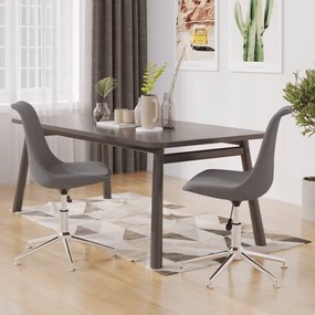 vidaXL Cadeiras de jantar giratórias 2 pcs tecido cinzento-claro
